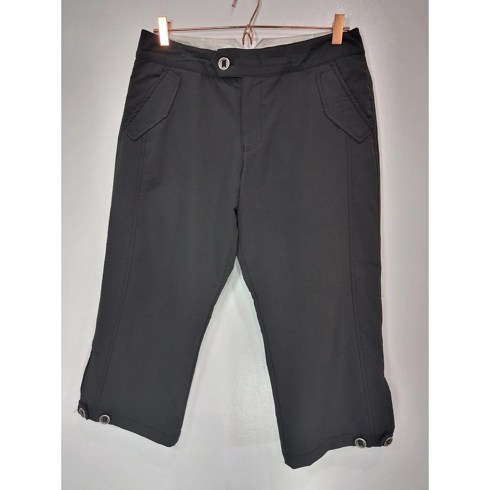 REI Womens 12 Hiking Capris Charcoal Gray UPF 50 Stretch Outdoor Crop Pants